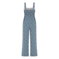 thumbnail image 3 of Women Floral Wide Leg Jumpsuit Sleeveless Square Neck Smocked Casual Summer Outfit, 3 of 6