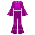 thumbnail image 6 of iiniim Womens Shiny Dance Jumpsuit Flare Sleeve Unitard Outfit Disco Club Party Purple XL, 6 of 7