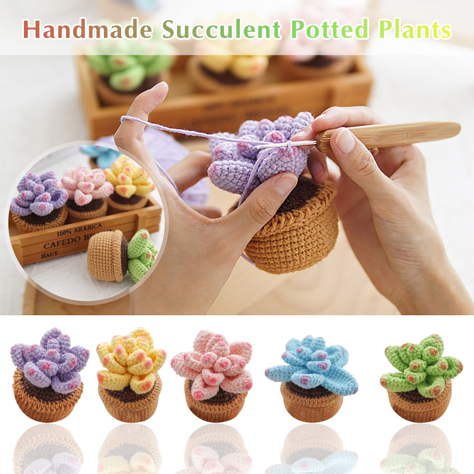 Knitting Succulent Plants, Beginner Crochet Knitting Kit, Suitable