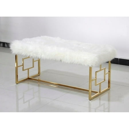 Best Master Furniture White Faux Fur with Gold