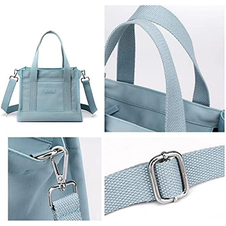 Small Tote Bag for Women Nylon Crossbody Purse Mini bag Light blue