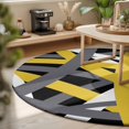 thumbnail image 3 of Round Area Rugs 5Ft, Yellow Black Geometric Non-Slip Washable Circle Rugs Carpet, Modern Art Abstract Grey Line Indoor Outdoor Rug Floor Mats Throw Runner for Bedroom Living Room Bathroom, 3 of 8