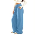 thumbnail image 3 of Lmnyox Kid's Sweatpants Wide Leg Baggy Solid Color High Waist Sports Pants Fleece Lined Joggers with Pockets, 3 of 9