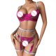 thumbnail image 3 of Gibobby Lencería mujer erótica Camisola de lencería para mujer, con corte de red entrecruzado, sin mangas, sexy, vestido de peluche(Rosa caliente, G), 3 of 5
