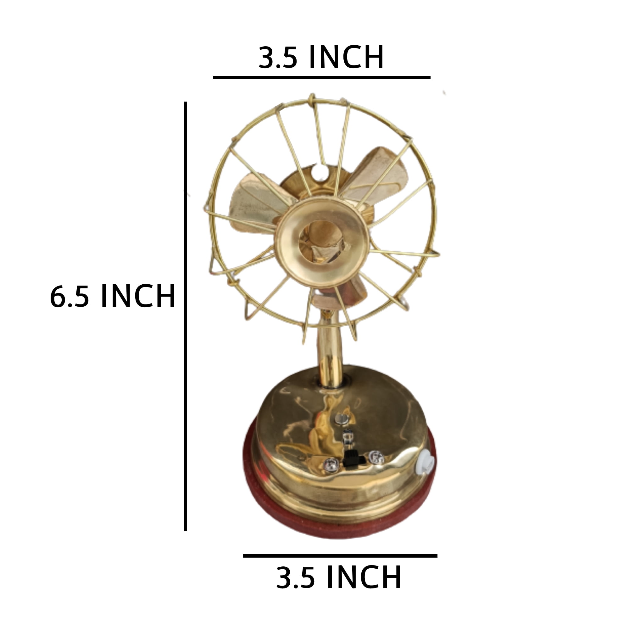 India Meets India Decorative Brass Mini Fan, Golden Color, Collectible Items for Home Décor/Office/Living Room /Bedroom, Brass Décor Item