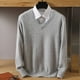 thumbnail image 3 of Suéter de visón de otoño e invierno para hombre, jersey holgado de color sólido con cuello en V, suéter de lana, suéter base, parte superior, 3 of 5
