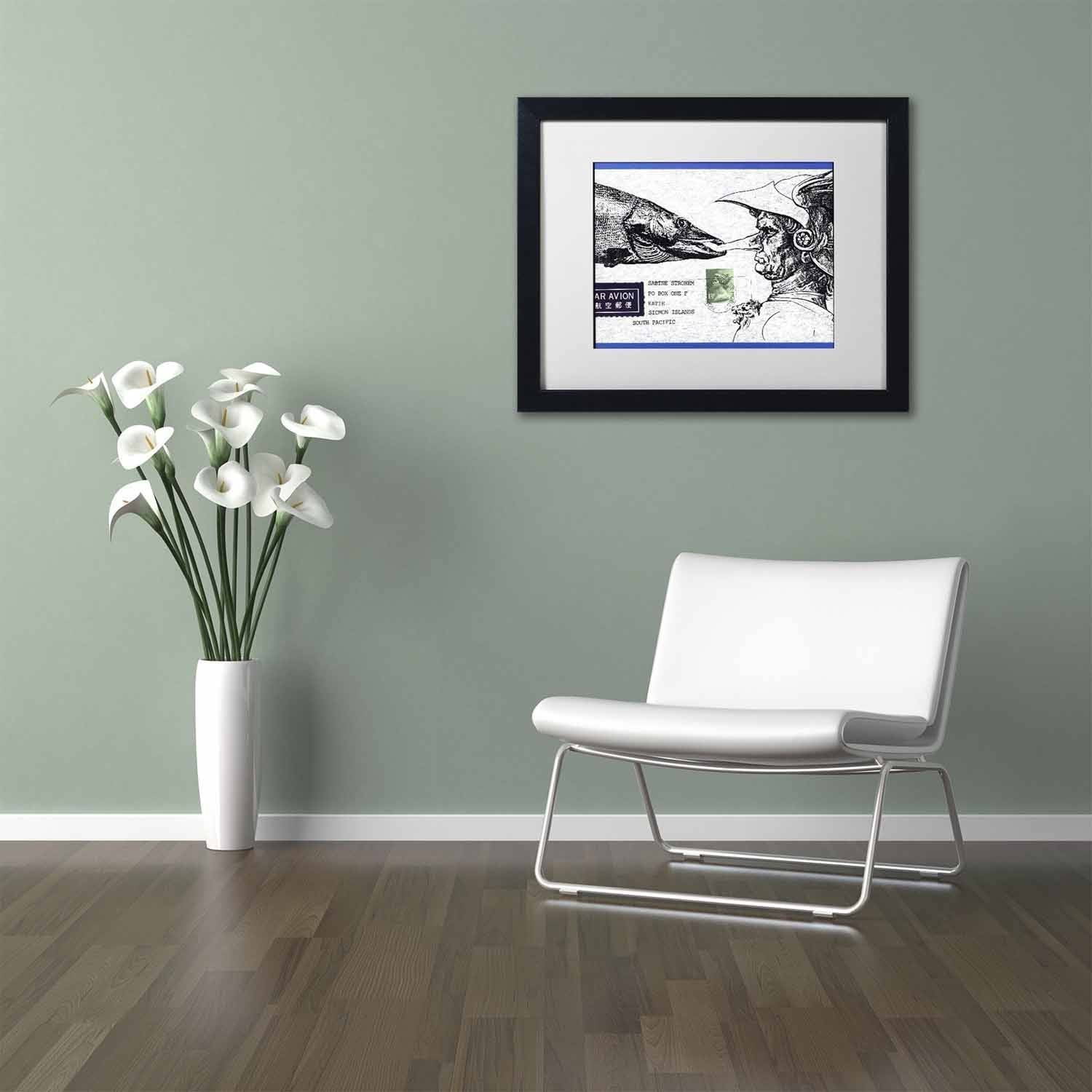 Trademark Fine Art 'Fish Nose' Canvas Art by Nick Bantock, White Matte, Black Frame