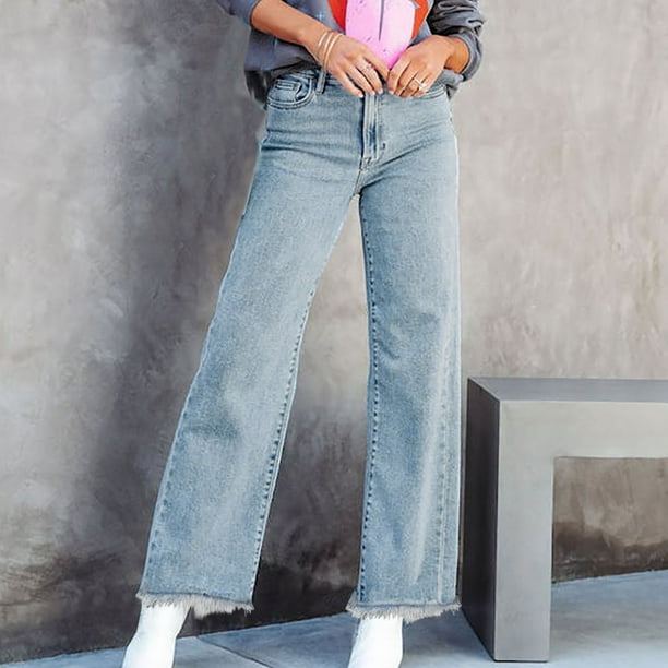XZNGL High Waisted Jeans Women Fashion Women Pockets Button High
