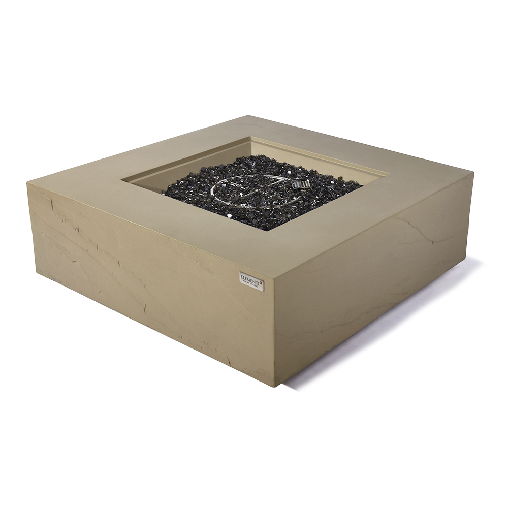 Elementi Plus Uluru Natural Gas Fire Pit for Outside Outdoor Fire Pit Table Smokeless Firepit Concrete Square Fire Table Patio Heater Fireplace 60000 BTUs - Sunlight Yellow, 40 x 40 Inches