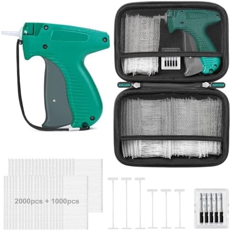 Tagging Gun for Clothing,Price Tag Gun for Clothes Labeler with Case,Standard Price Tagger Retail Garment Attacher with 6 Needles,2000 2"+1000 1.35"Fasteners for Store Warehouse Yard(Not Mini