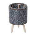 thumbnail image 2 of Qaailabf Triangular Navy Blue Plastic Imitation Rattan Flowerpot, Indoor Desktop Plant Container with Woven Appearance, Lightweight Decorative Storage Pot for Office & Home, Easy to Clean Planter, 2 of 7