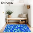 thumbnail image 3 of ODIKA 4'x6' Machine Washable Non-Slip Area Rug, Ocean Current Wave with Interlocking Spiral Motifs and Accents High Traffic Rug, Blue, 718837, 3 of 7