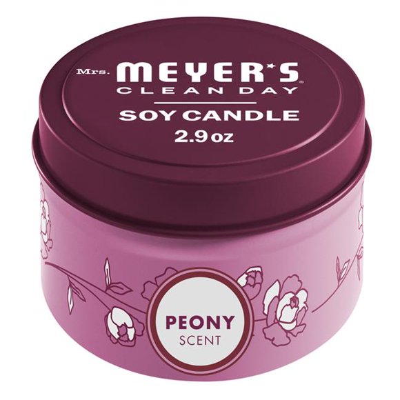 Mrs. Meyers Bougie en Étain Parfumée Pivoine Blanche Clean Day 2,9 oz 1,83 x 2,96 Po dia - Lot de 8