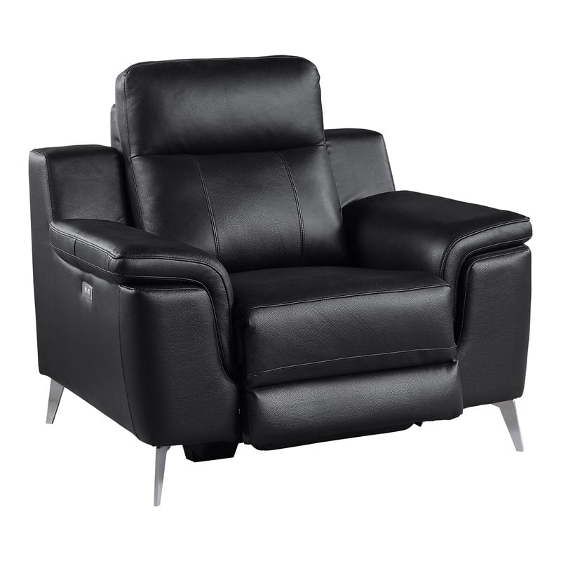 Modern Leather Power Reclining Chair, Modern Black Leather Recliner Chair