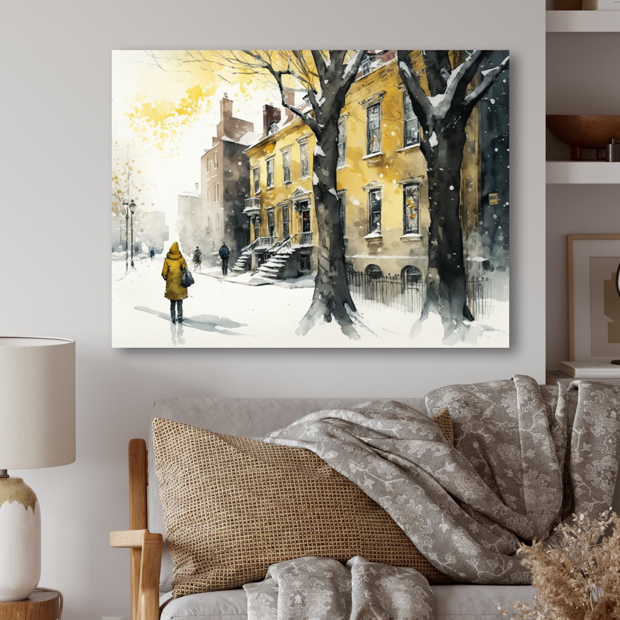 Designart Quebec During Snowfall II Canvas Wall Art