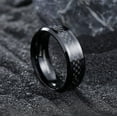 thumbnail image 3 of GENTLEMAN 8mm Black Tungsten Carbide Ring Black/Red/Green/Blue Carbon Fiber Inlay Polished Finish Edges Comfort Fit, 3 of 13