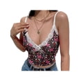 thumbnail image 1 of Yuemengxuan Women Lace Patchwork Camisole Sleeveless Deep V Neck Floral Butterfly Cami Tops, 1 of 2