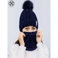 thumbnail image 5 of Luxtrada Womens Winter Hat Warm B Letters Knitted Hat Thick Beanie Cap & Scarf for Winter Knit Ski Beanies Outdoor Sport Hats (Blue), 5 of 6