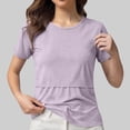 thumbnail image 2 of Gelikeya Womens Nursing Tops for Breastfeeding Soft Maternity Shirt Short Sleeve Comfortable Pregnancy Clothes Loungewear Blouse Purple, Size XXXL, 2 of 5