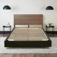 thumbnail image 1 of Floating Wood Bed with Headboard (Walnut and Black) - Queen, 1 of 1