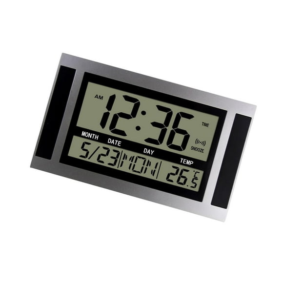 transemion Digital Alarm Clock NightStand Timmer 12/24H Timing Wall Clocks Silver Black
