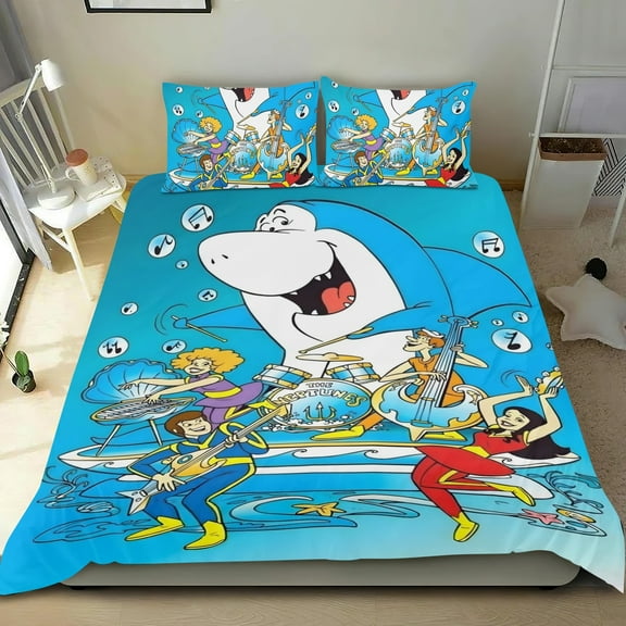 Jabberjaw-themed Bed Sheet Set Three Piece Set Comfortable And Skin Friendly Unique Design Home Decor Gifts For Family Friends fans36x75Inches（90cm*190cm）