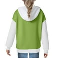 thumbnail image 7 of XUNKUSGA Hooded Sweatshirts 5-15 Yesrs Classic Waffle-Knit Plain Hoodie Fashion Color Blocked Pullover Hoodies for Girls Loose Long Sleeved Hoodies for Teen Girls With Pocket Green, 7 of 7