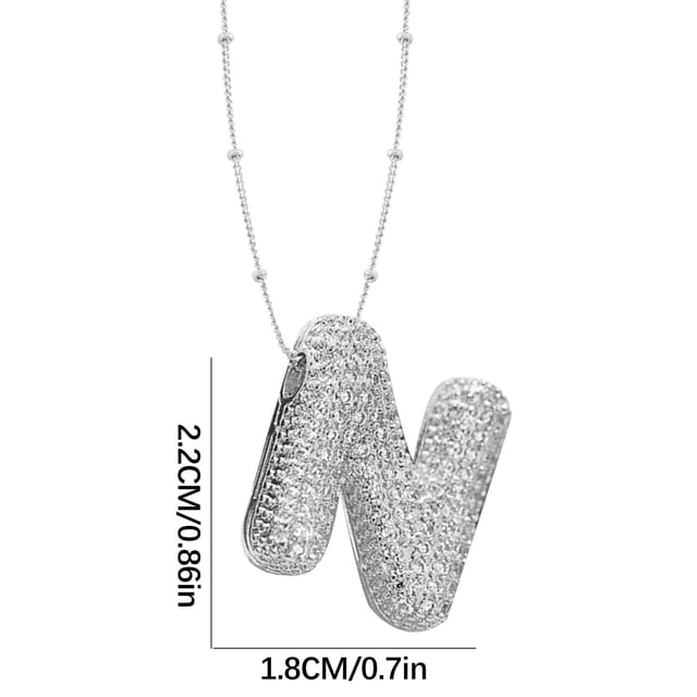 Collier Lettre Souris Sans Fil Incrusté de Cuivre Creux Collier Pendentif Alphabet Diamant