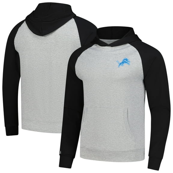 Men's Antigua Heather Gray/Black Detroit Lions Urgent Pullover Hoodie