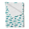 thumbnail image 2 of Fish Soft Flannel Fleece Throw Blanket, Doodle Artwork of Ocean Animal Silhouettes Aquatic Underwater Life, Cozy Plush for Indoor and Outdoor Use, 70" x 90", Mint Green White, by Ambesonne, 2 of 5