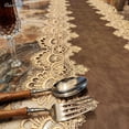 thumbnail image 4 of Gerring European Table Flag Waterproof And Oil Proof Wash Free Luxury Lace Tablecloth TV Cabinet Dust Cover Brown Table Runner, 4 of 7