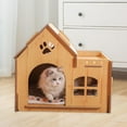 thumbnail image 3 of Casa de Madera Refugio para Gatos para Conejos Y Perros Pequeños Decoración Exterior E Interior Resistente Al Desgaste Protector de Muebles Resistente Sin Puerta, 3 of 9