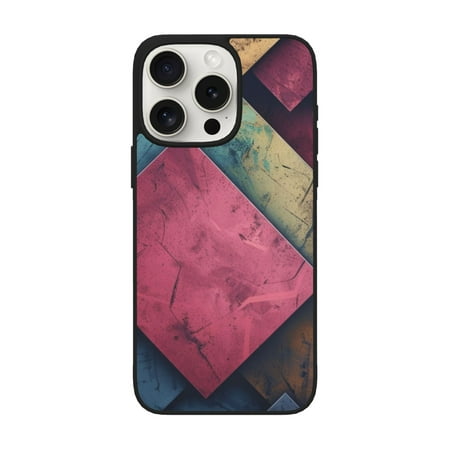 Colorful Grid For iPhone 15 Pro Series Pro Max TPU + Acrylic Case With Lens Protect iP15 Pro-6.1in