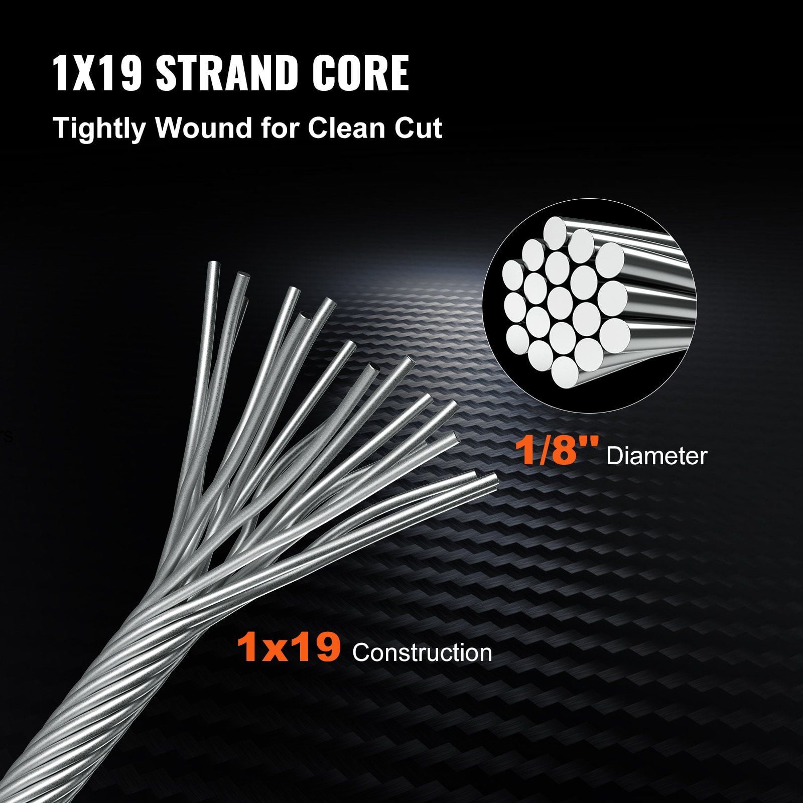 Aircraft Braided Stainless Steel Cable 1/8" 500ft, 316 Grade - Porch, Baluster & Handrail Wire Rope, Durable & Weatherproof