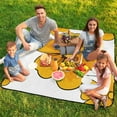 thumbnail image 7 of Orange Flowers White Background Simple Design Picnic Blanket Waterproof Outdoor Beach Blanket Hand-held Pad Suitable for Travel, Camping, Beach, Family Gatherings, 7 of 7
