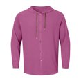 thumbnail image 5 of RUTAYY Men's Shirts Long Sleeve Casual Solid Color Hooded Cardigan Button Down Comfortable Breathable Chic Holiday Blouse, 5 of 5