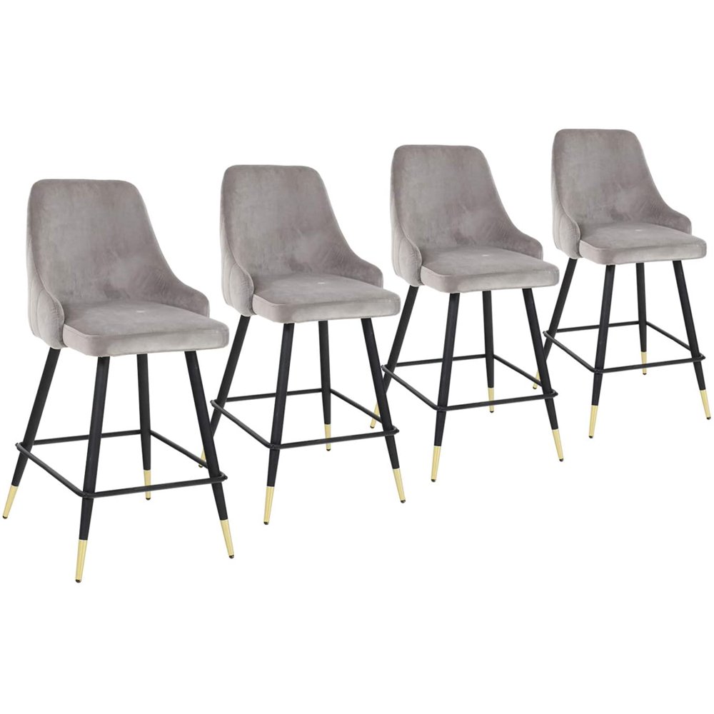 Barstools Set of 4, 25.5" Classic Velvet Upholstered Counter Height