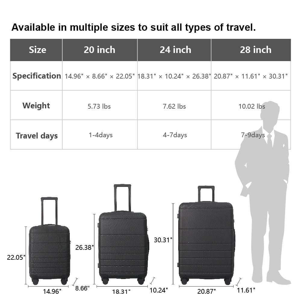 3-Piece 20''24''28'' Hardshell Luggage Sets, 360-Degree Spinner Unisex Suitcase Sets with TSA Lock