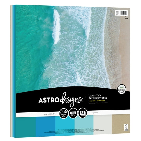 Neenah Astrodesigns 65lb Cardstock Pack 12"X12" 84/Pkg -Ocean, 6 Colors/14 Each