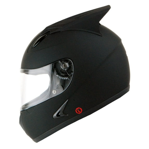 1Storm Motorcycle Bike Full Face Helmet HB75 Horn Wing as Bonus Matt Black