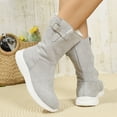 thumbnail image 3 of Wide Calf Winter Snow Booots for Women Suede Furry Lined Zipper Flat Casual Mid Calf Booties Outdoor Non Slip Sneakers, 3 of 8