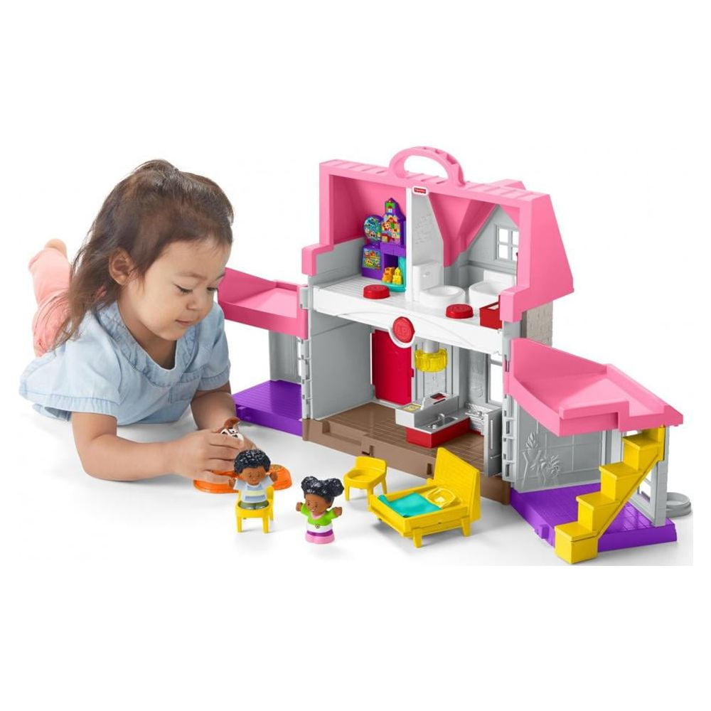 Fisher-Price Little People Big Helpers Interactive Home Playset with Tessa and Chris, Pink