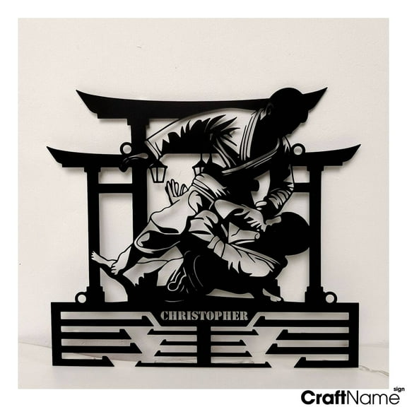 Craftnamesign Custom Brazilian Jiu Jitsu Medal Hanger With Led Light Medal Holder Display Rack
