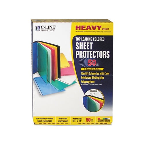Colored Polypropylene Sheet Protectors Assorted Colors, 2", 11 x 8 1/2, 50/BX