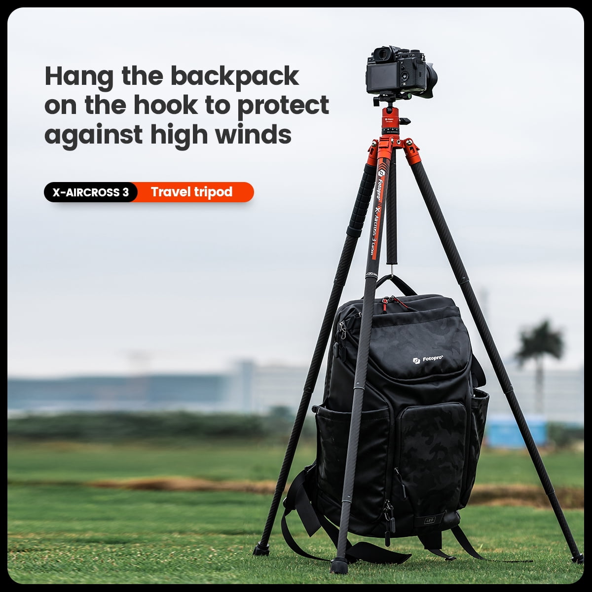 Fotopro 60" Carbon Fiber Tripod with Ball Head, Traval Camera Tripod Stand, weighs 2lbs, Max Load 22lbs, X-Aircross 3 Slate Gray