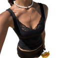 thumbnail image 2 of Women'S Y2k Lace Sleeveless Top V Neck Spaghetti Strap Tank Top See Through Tops, 2 of 10