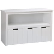 VEIKOUS Kids Toy Organizer Storage Cabinet 3 Drawers with Wheels and Shelves, White