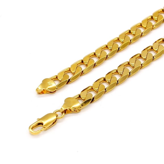 10K Yellow Gold Plated Cuban Link Chain Necklace 4mm 20 Inch Unisex