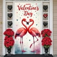 thumbnail image 3 of Flamingo Design Valentine's Day Banner Heart Pattern Flamingo Backdrop Red Pink Color Romantic Love Background for Valentine's Day Party Romantic Date Wedding Decoration, 3 of 9
