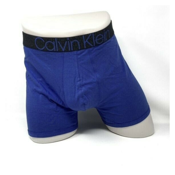 Calvin Klein Men's Reconsidered comfort Boxer Brief Blue Cotton Blend, Medium
